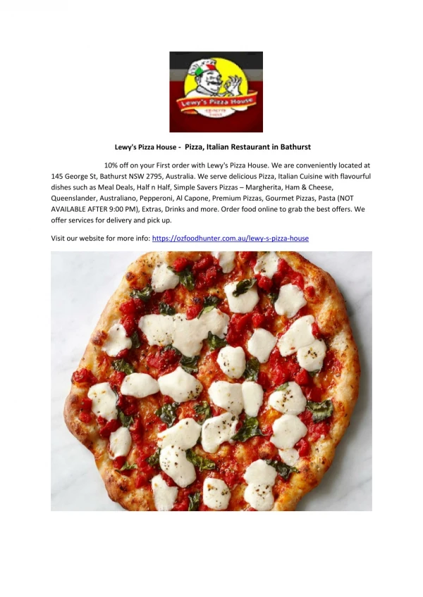 10% Off - Lewy's Pizza House-Bathurst - Order Food Online