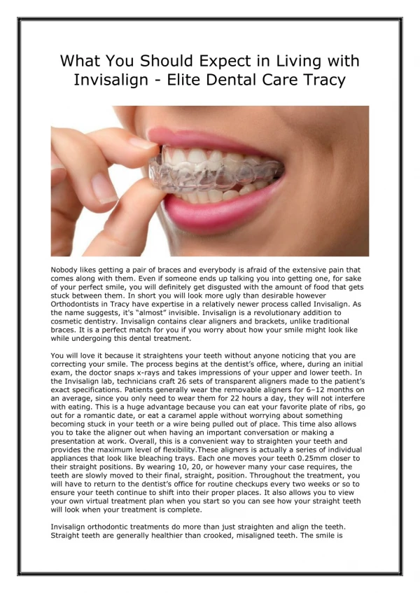 What You Should Expect in Living with Invisalign - Elite Dental Care Tracy
