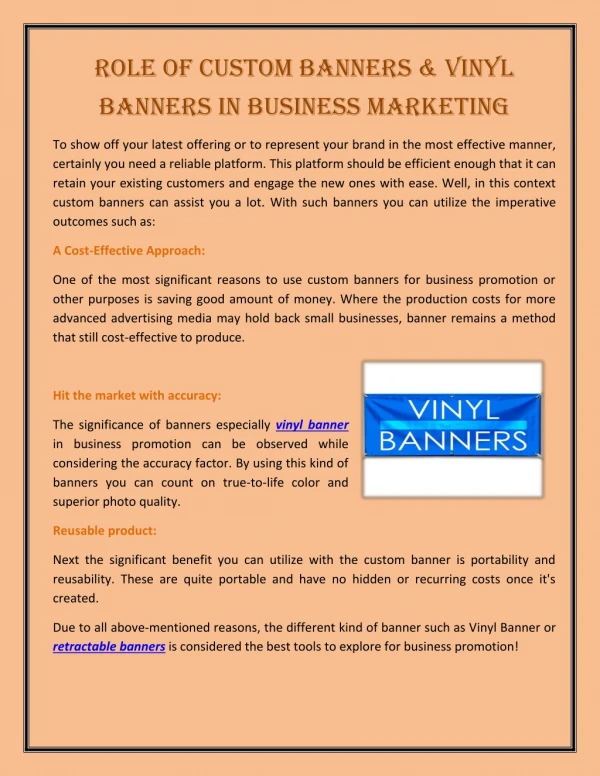 Role Of Custom Banners & Vinyl Banners In Business Marketing