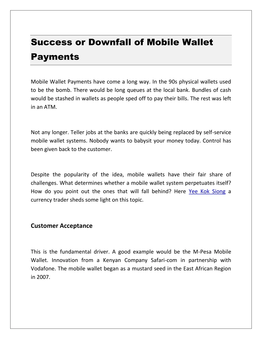 success or downfall of mobile wallet payments