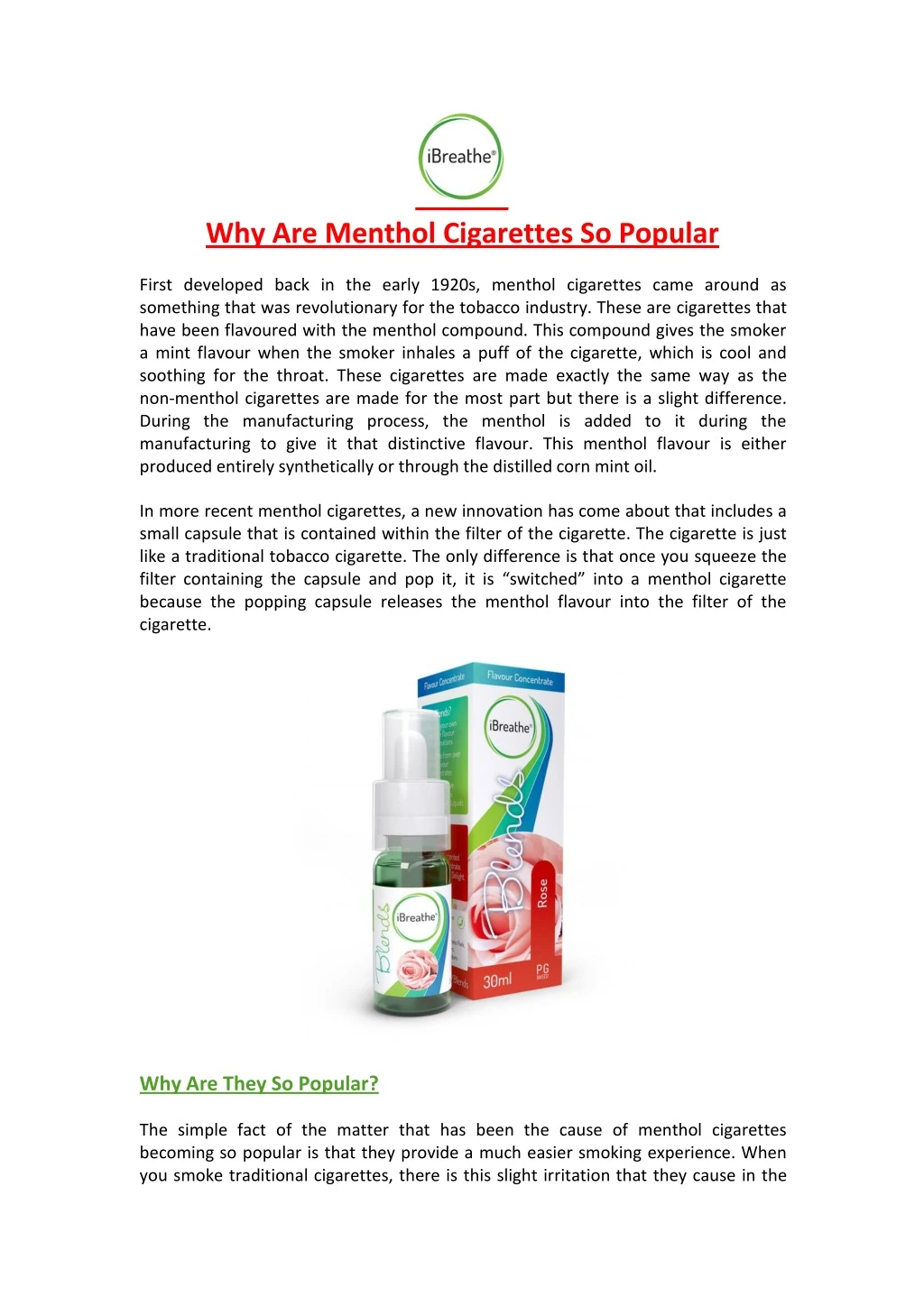 why are menthol cigarettes so popular