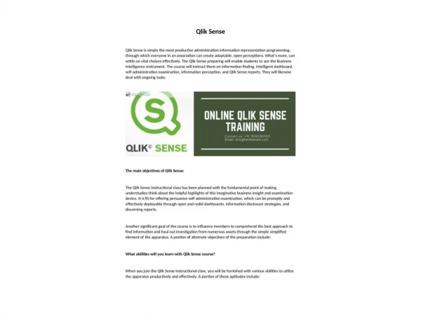 Get Qlik Sense Certification Training From Industry Experts - Techenoid