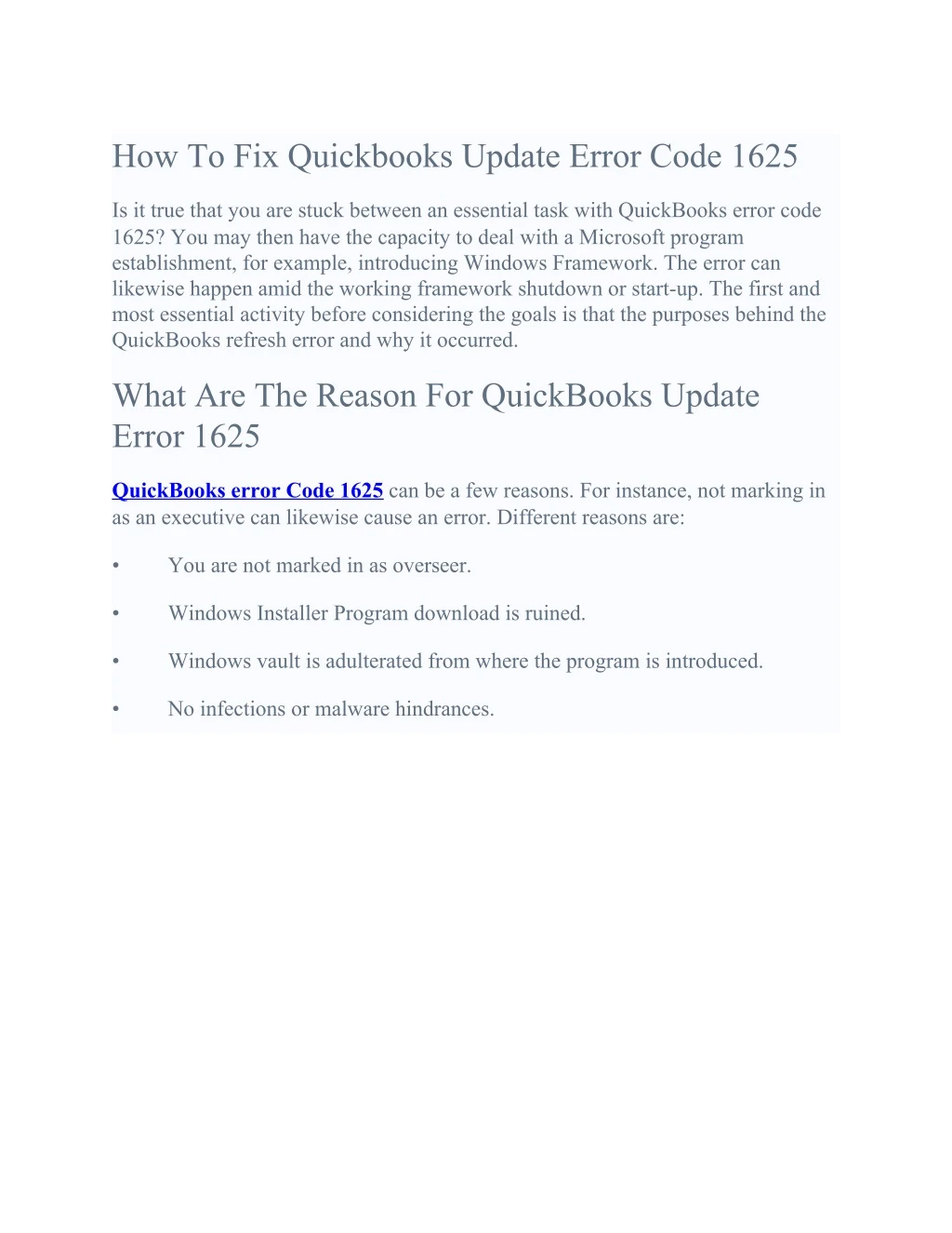 how to fix quickbooks update error code 1625