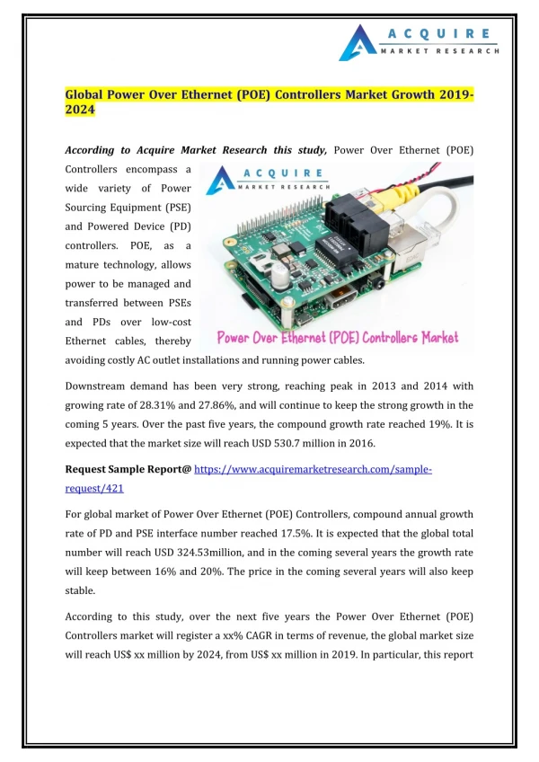 Global Power Over Ethernet (POE) Controllers Market Growth 2019-2024