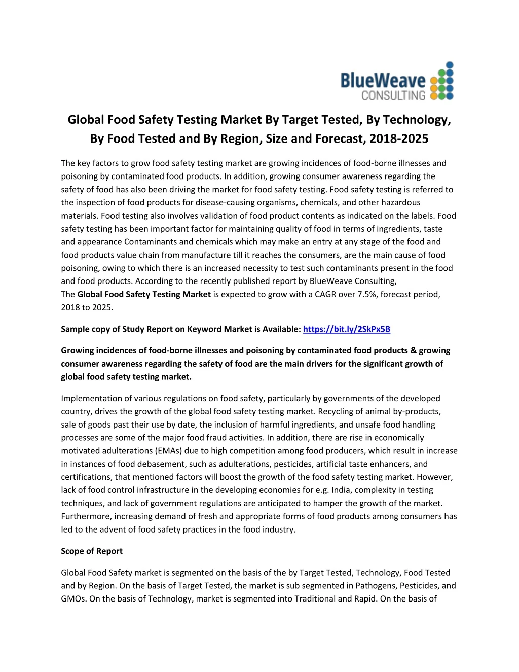 global food safety testing market by target