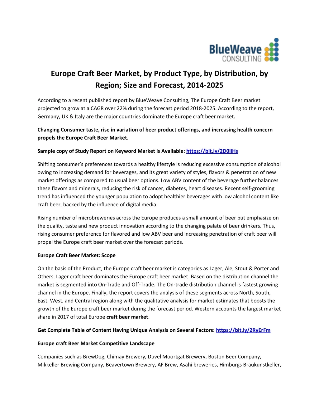 europe craft beer market by product type