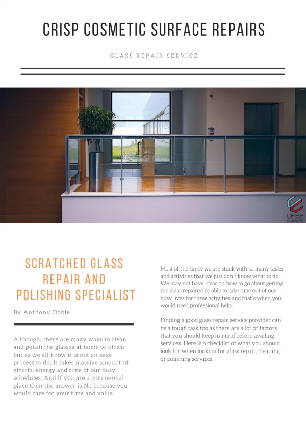 Scratched Glass Repair and polishing Specialist