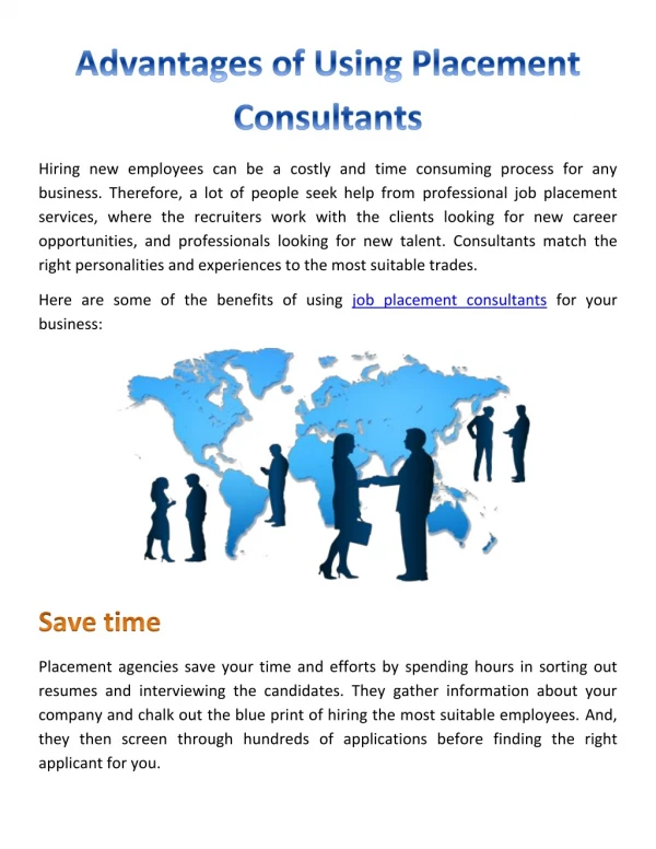 Advantages of Using Placement Consultants