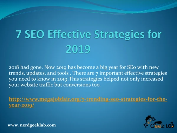 7 SEO Effective Strategies for 2019