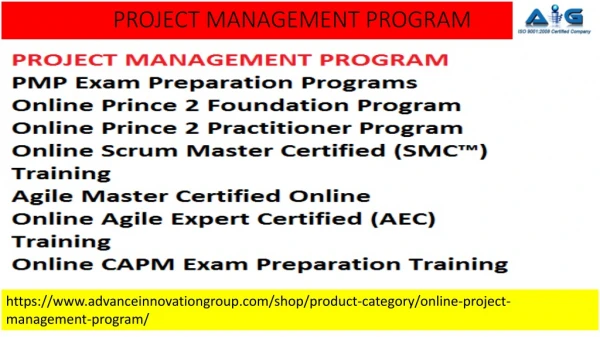 Online Project Management Program | Advance Innovation Group