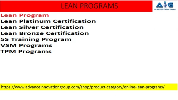 Online Lean Programs | Advance Innovation group