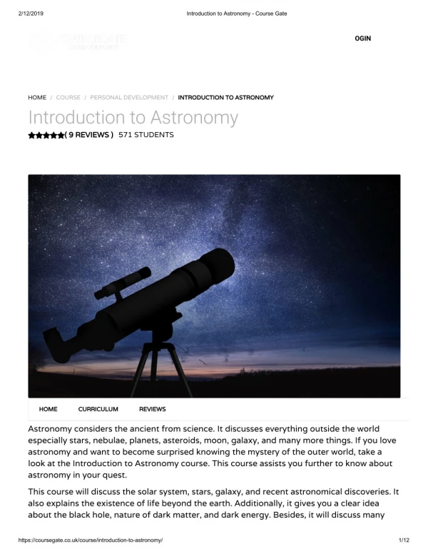 Introduction to Astronomy - Course Gate