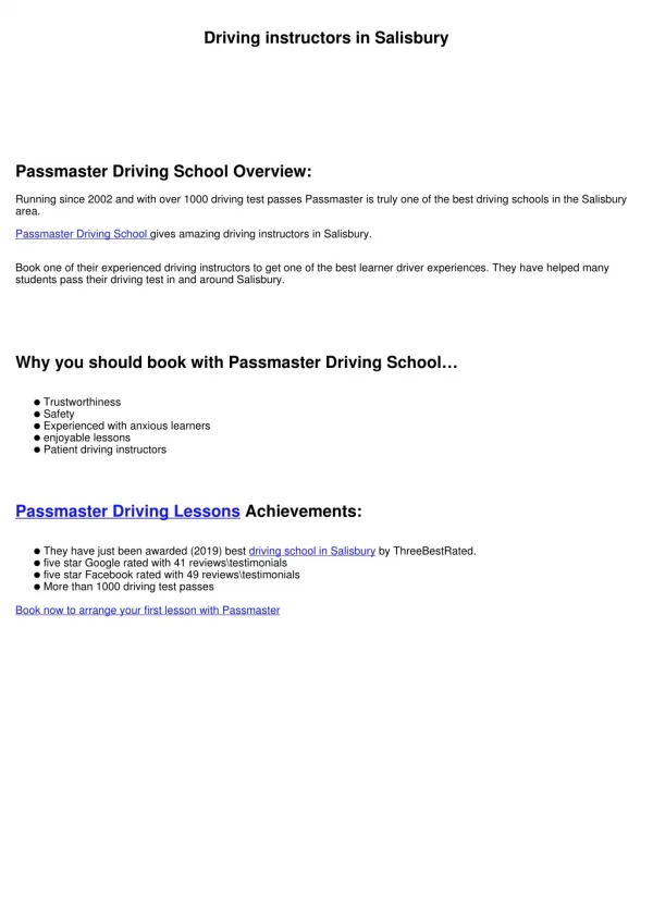 Driving lessons in Salisbury