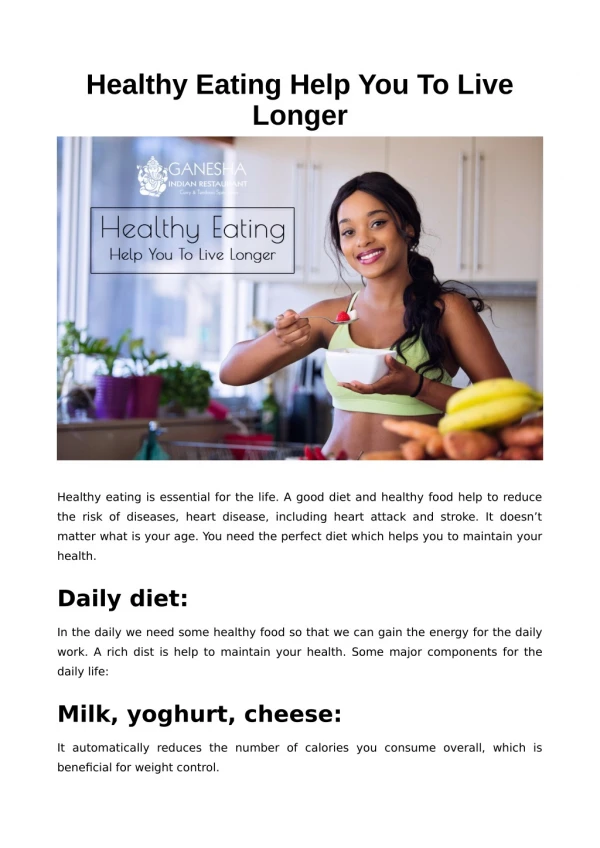 Healthy Eating Help You to Live Longer