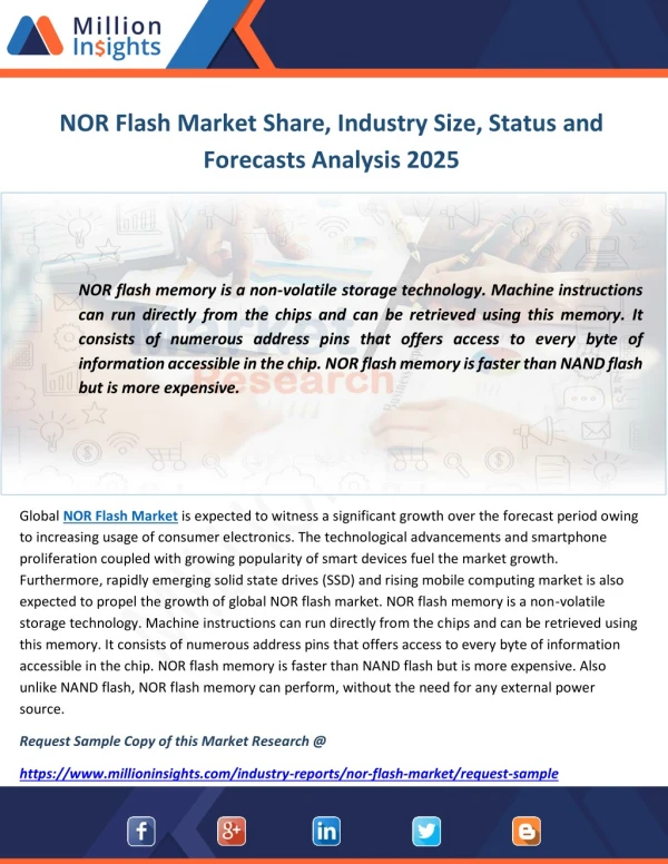 NOR Flash Market Share, Industry Size, Status and Forecasts Analysis 2025