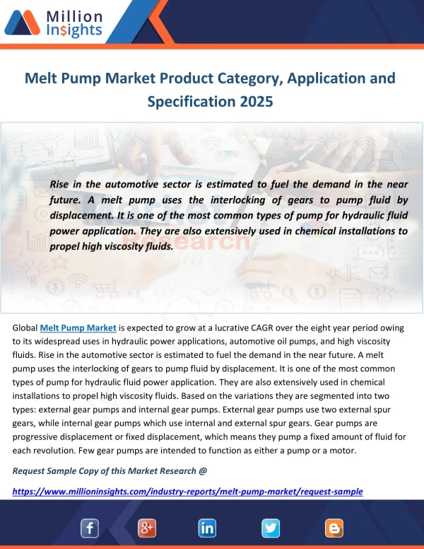 Melt Pump Market Product Category, Application and Specification 2025