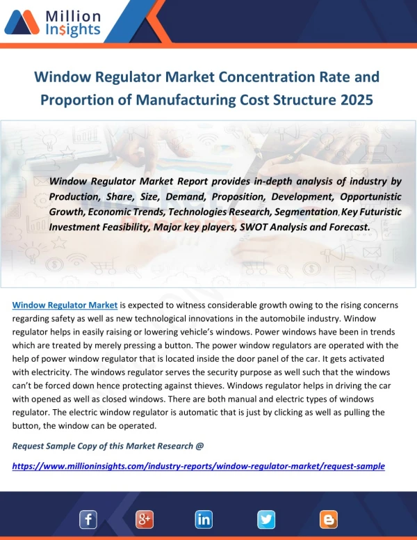 Window Regulator Market Concentration Rate and Proportion of Manufacturing Cost Structure 2025