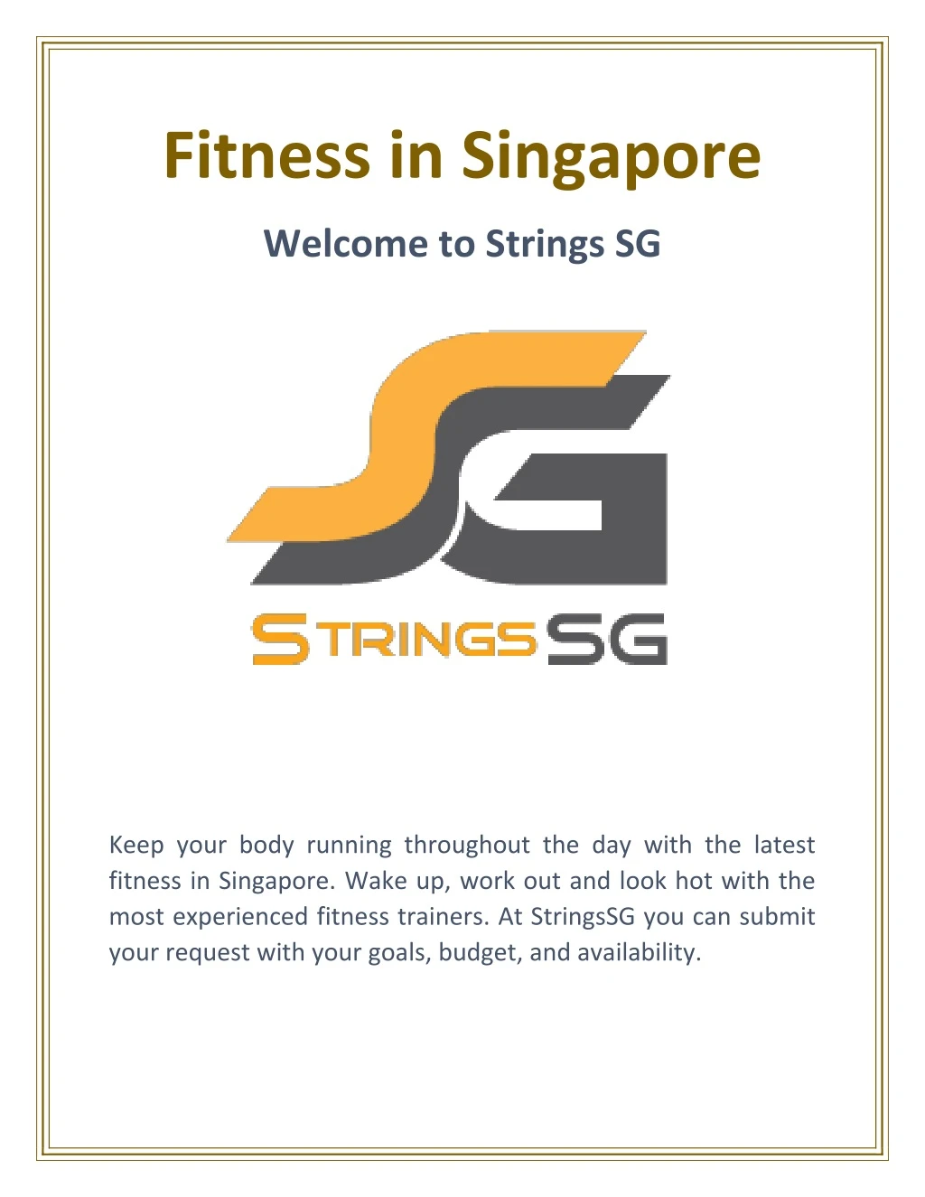 fitness in singapore