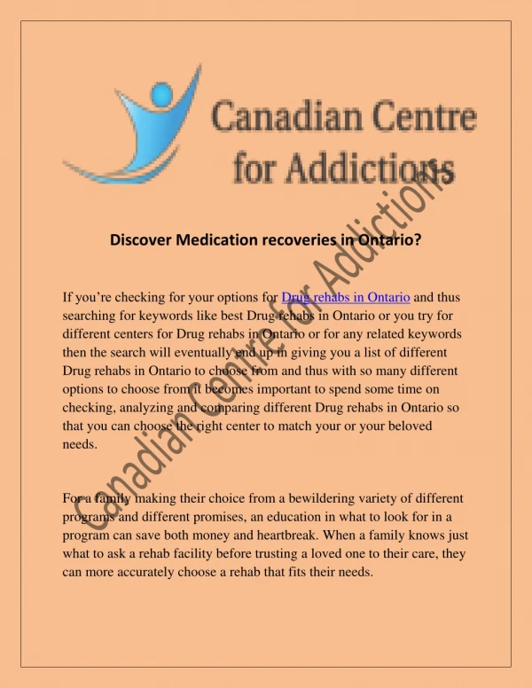 Discover Medication recoveries in Ontario?