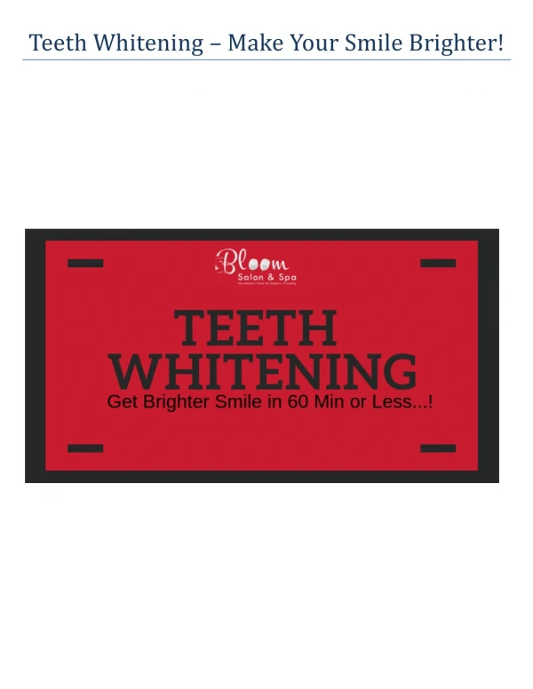 Why Do You Need Teeth Whitening?