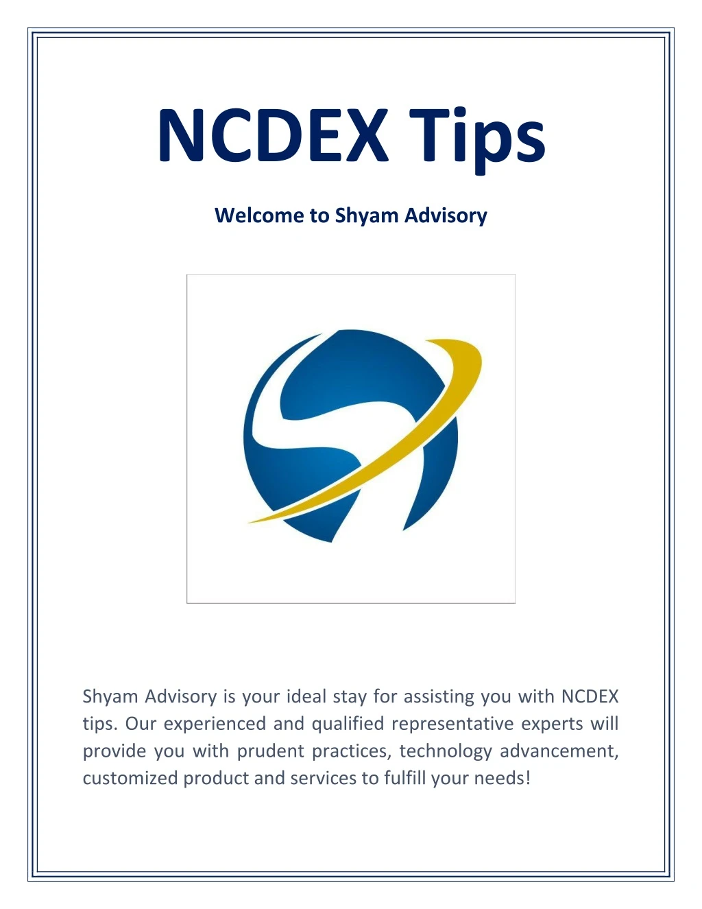 ncdex tips