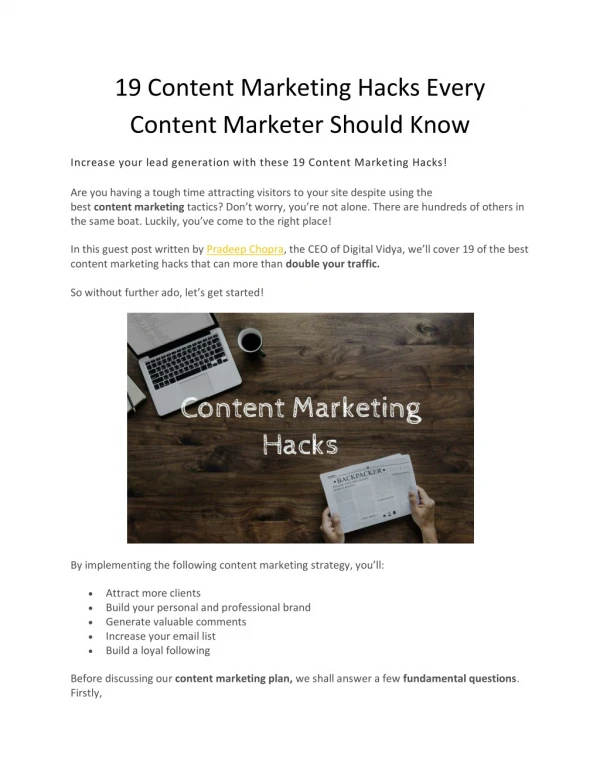 19 Content Marketing Hacks Every Content Marketer Should Know