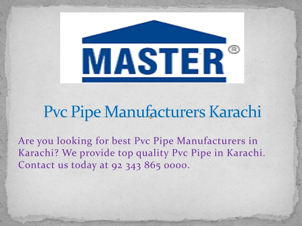 pvc pipe manufacturers karachi