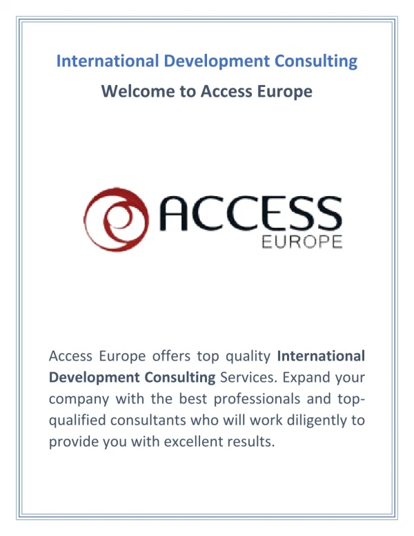 International Development Consulting | accesseurope
