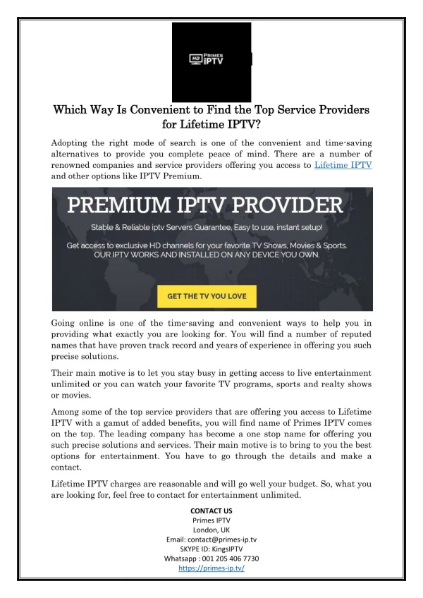 Which Way Is Convenient to Find the Top Service Providers for Lifetime IPTV?