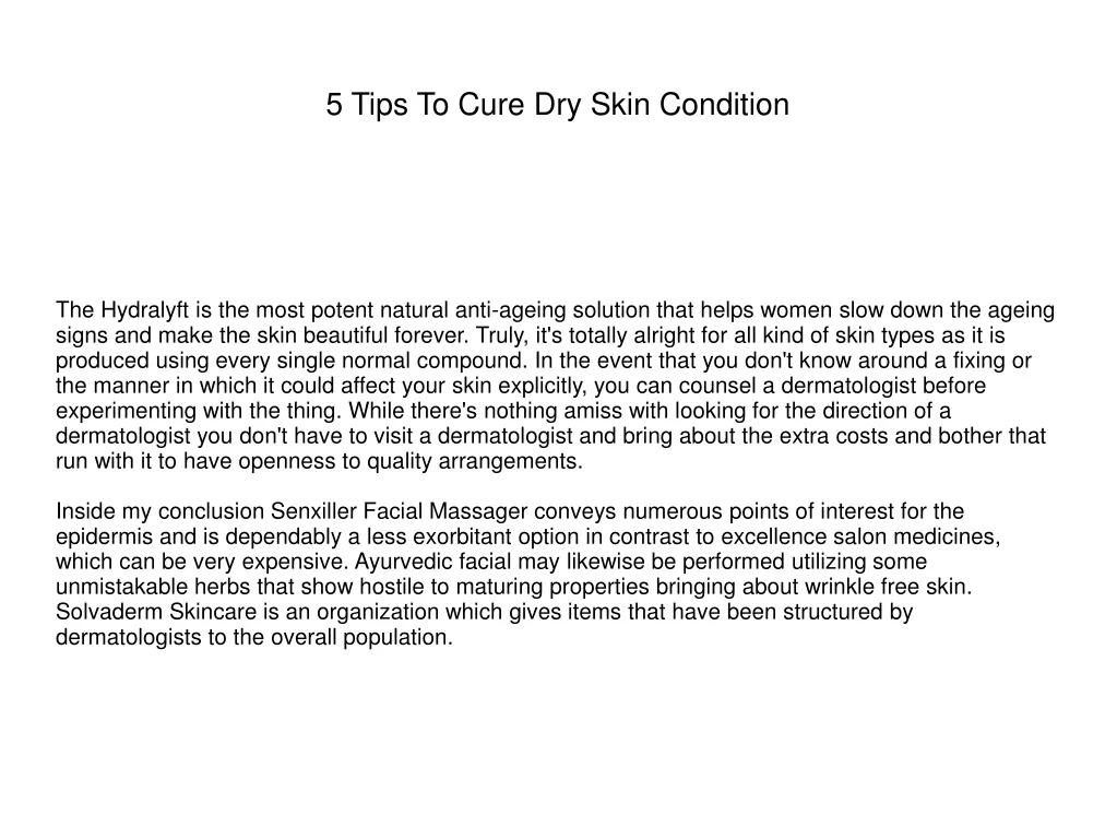 5 tips to cure dry skin condition