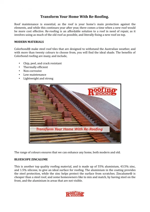 Domestic Roofing Service Perth, Australia| Roofing2000