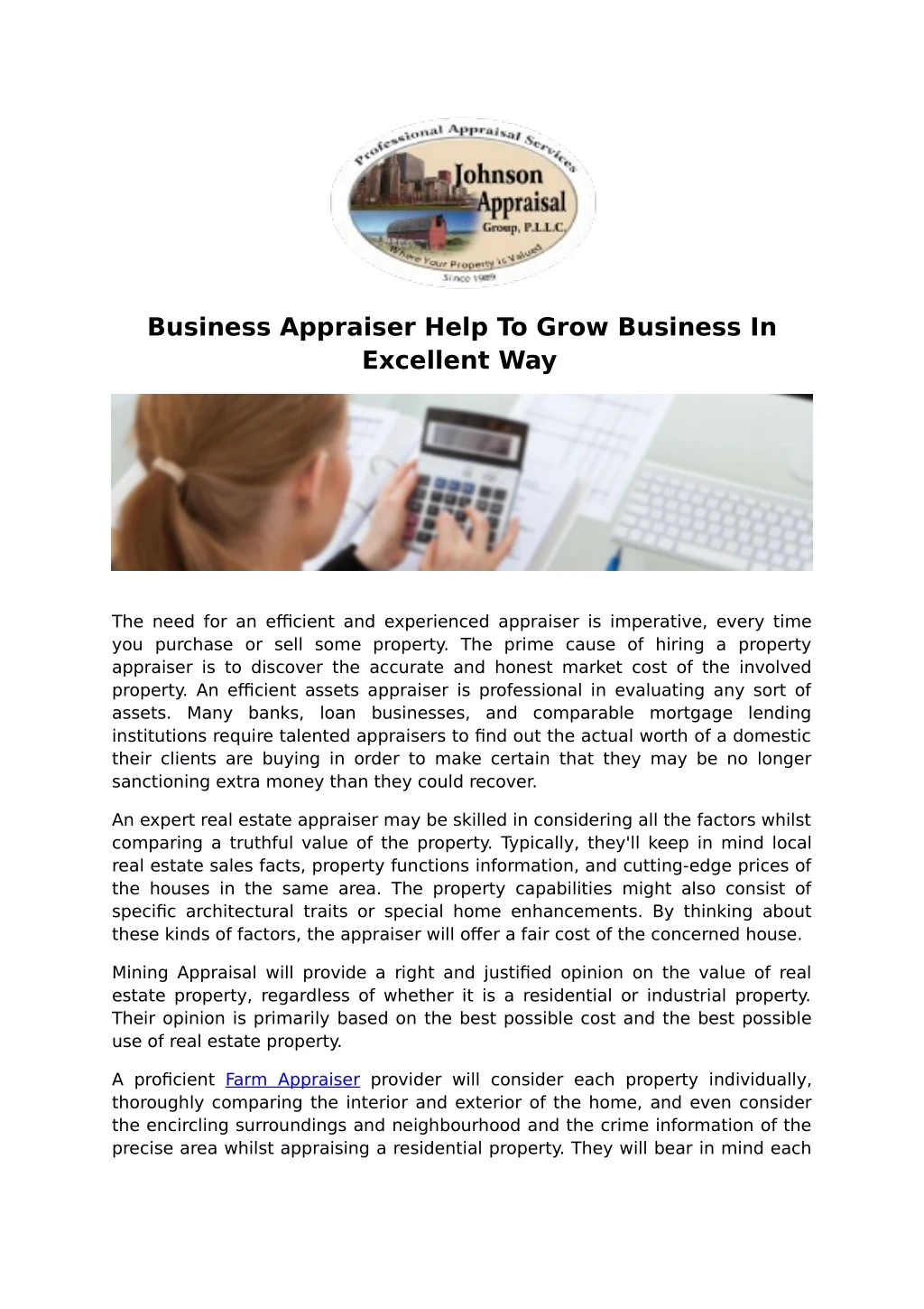 business appraiser help to grow business