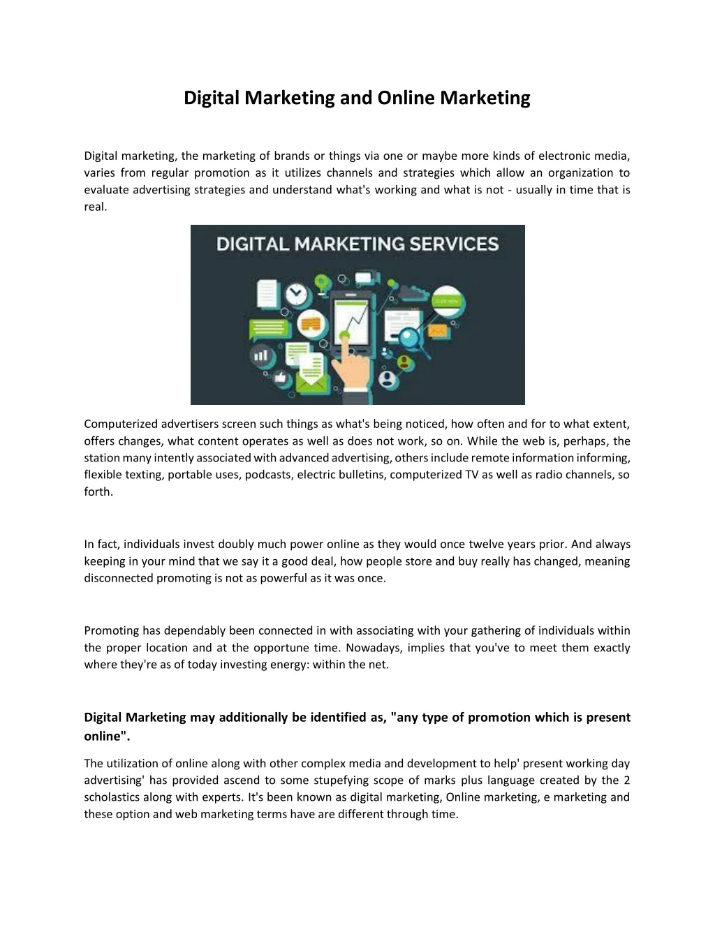 digital marketing and online marketing