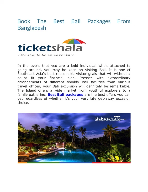 Book The Best Bali Packages From Bangladesh