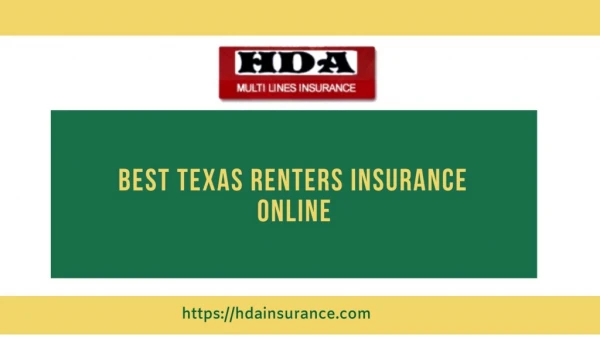 Texas Renters Insurance Online | HDA Insurance