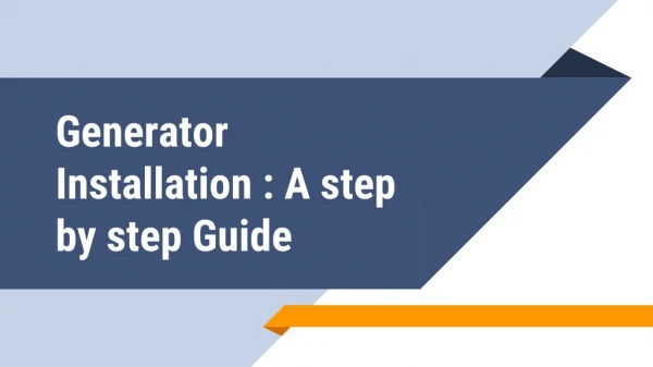 Generator Installation Guide