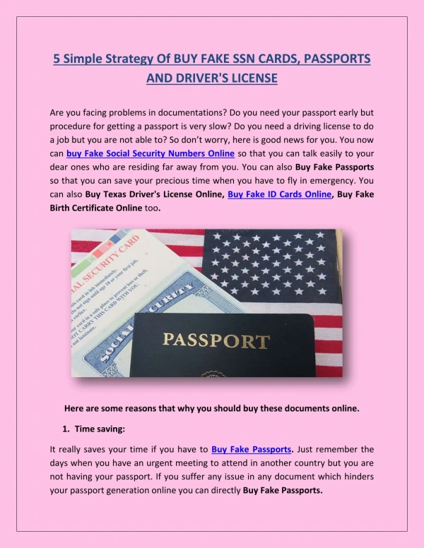 5 Simple Strategy Of BUY FAKE SSN CARDS, PASSPORTS AND DRIVER'S LICENSE