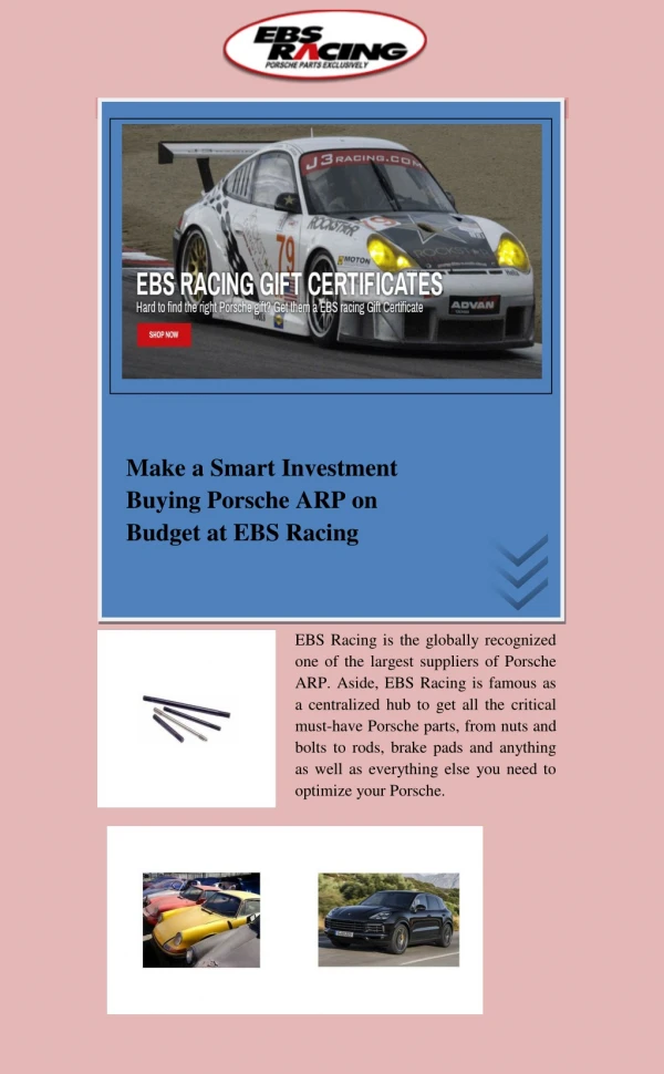 Make a Smart Investment Buying Porsche ARP on Budget at EBS Racing