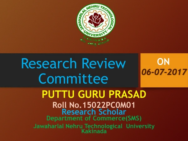 Research Review Meeting at JNTUK , Commerce and Management