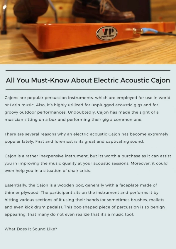 All You Must-Know About Electric Acoustic Cajon