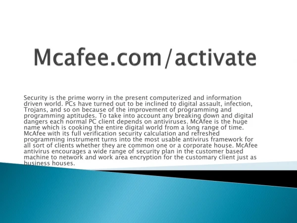 McAfee.com/Activate - McAfee Activate Product key
