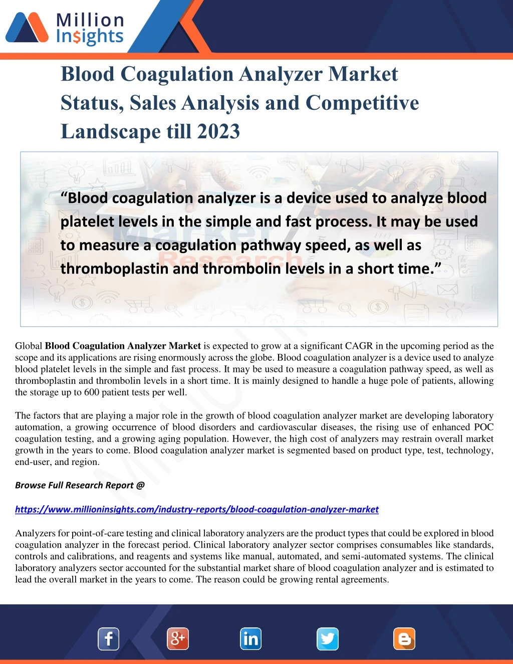 blood coagulation analyzer market status sales