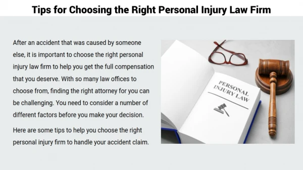 Tips for Choosing the Right Personal Injury Law Firm