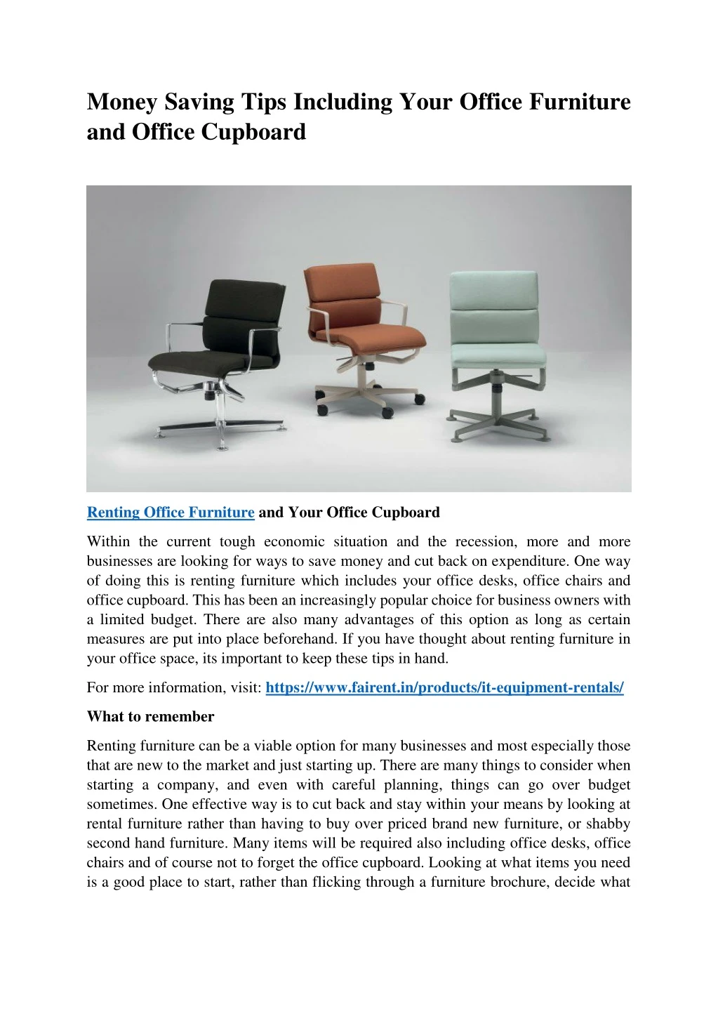 money saving tips including your office furniture