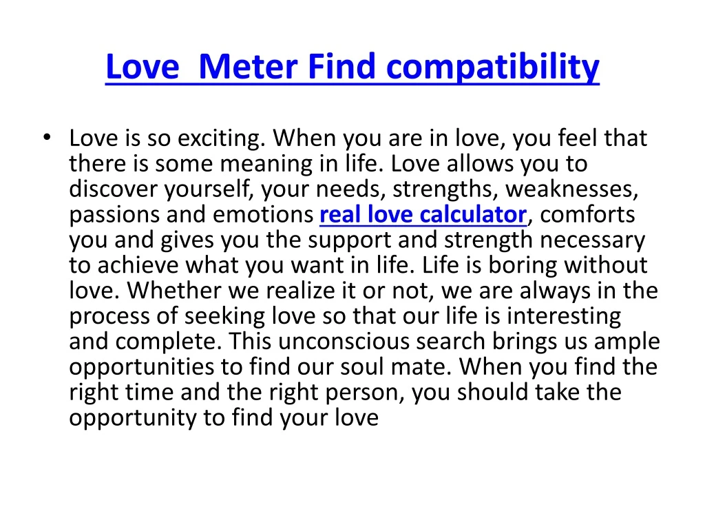love meter find compatibility
