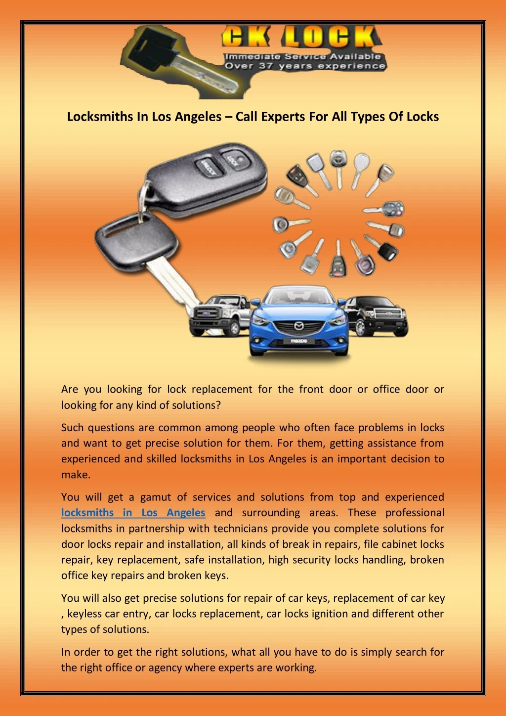 locksmiths in los angeles call experts