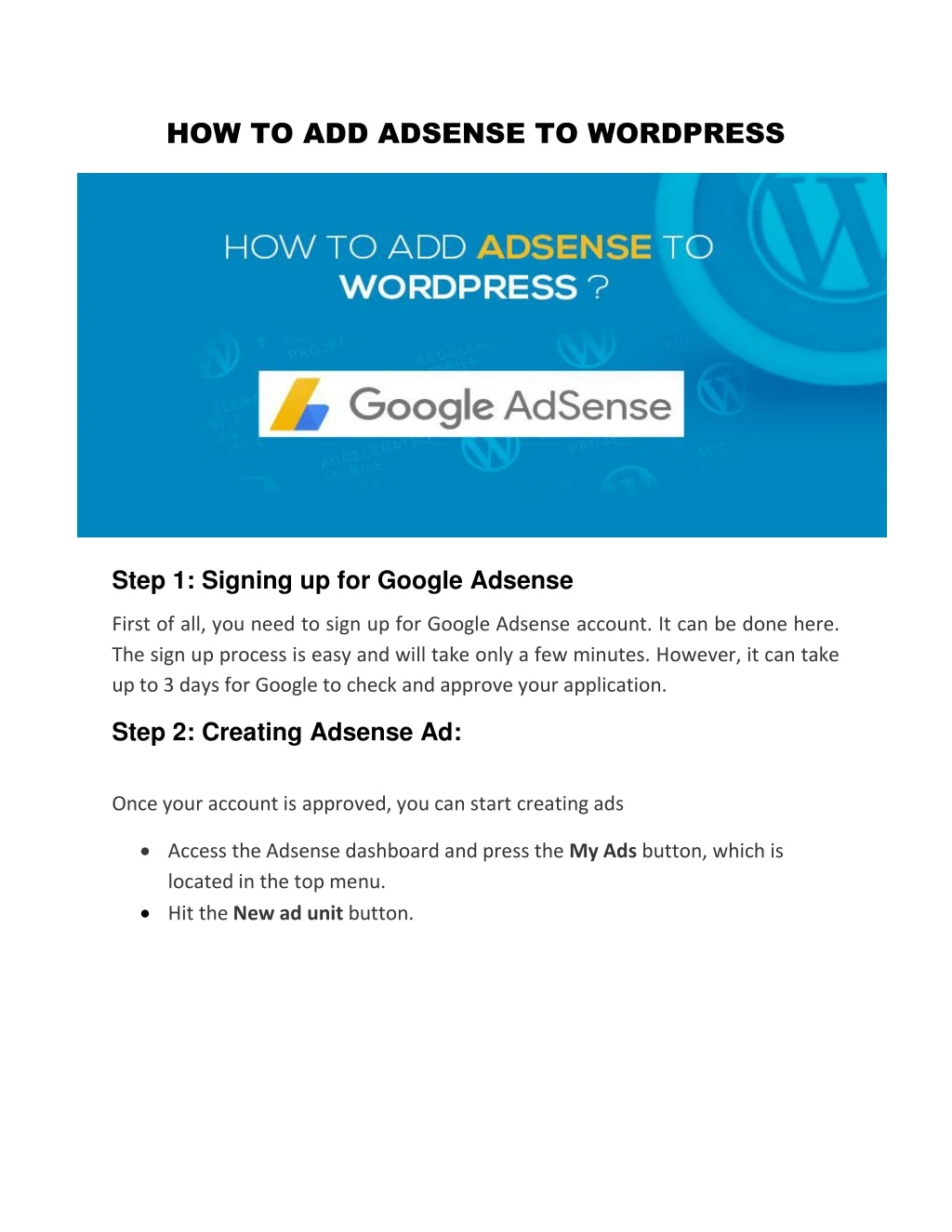 how to add adsense to wordpress