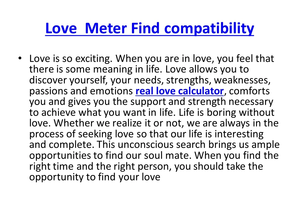 love meter find compatibility love is so exciting