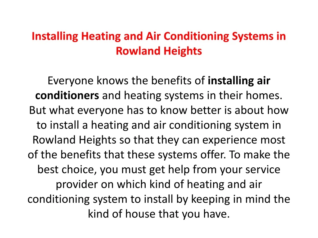 installing heating and air conditioning systems
