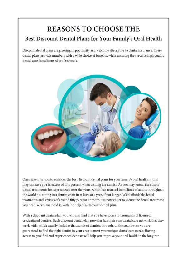Reasons to Choose the Best Discount Dental Plans for Your Family's Oral Health